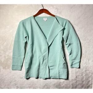 J Crew Seafoam Spring Cardigan Sweater Women's M Cozy Green Cotton Natural Fresh
